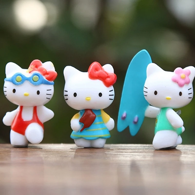 8Pcs/set Sanrio Figuren Doll Mini Sports Hello Kitty Series Action Figure Cake Decoration Model Desktop Toy Children's Gifts
