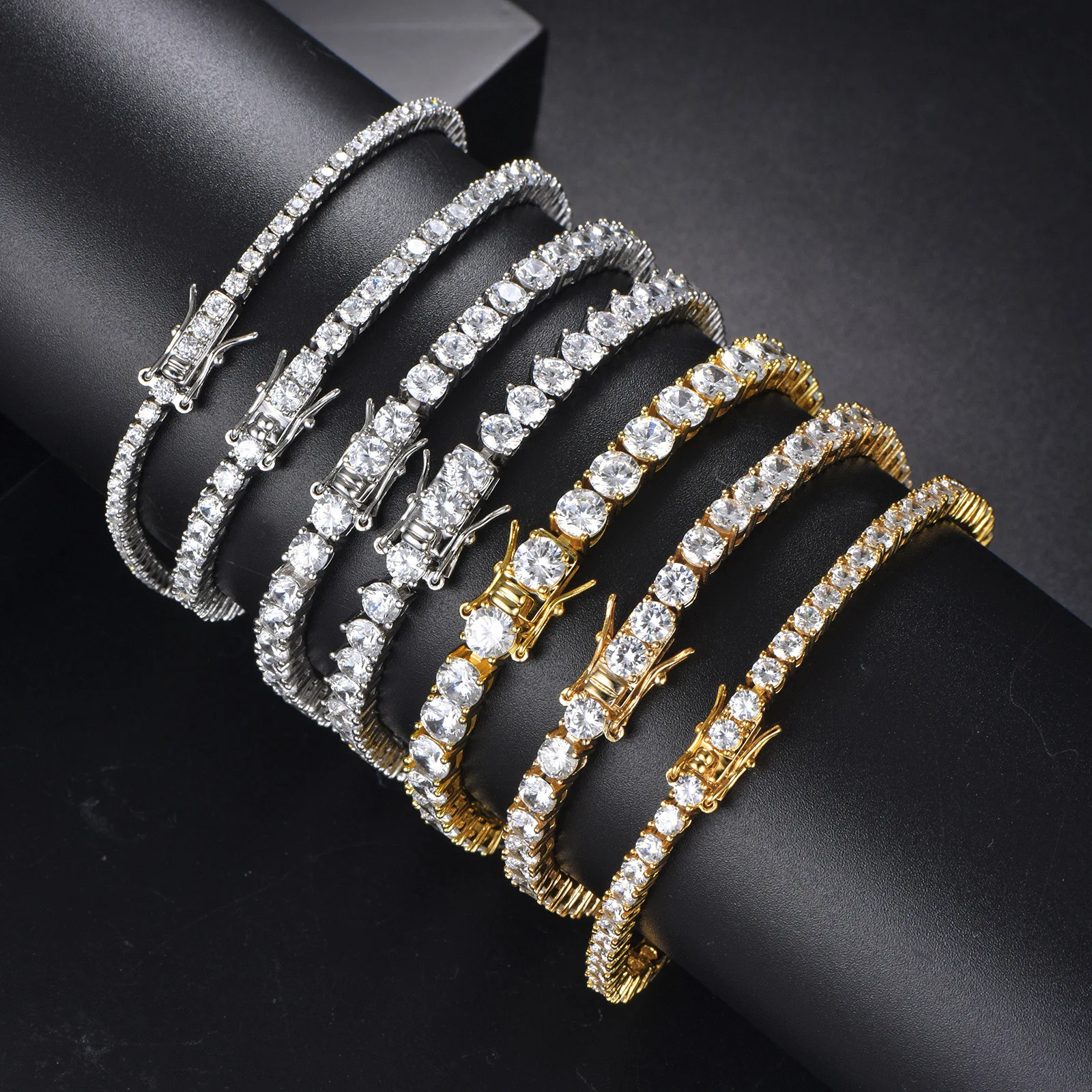 

Exquisite Women Tennis chain Bracelet Cubic Zirconia Fashion Beautiful Jewelry For Wedding Party High Quality Gift ﻿B301