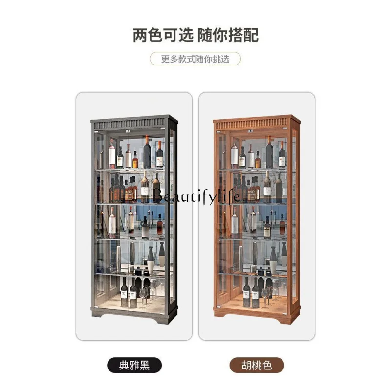 خزانة مشروبات خشبية صلبة مخصصة خزانة عرض لغرفة المعيشة مثبتة على الحائط خزانة منزلية بسيطة تمثال وزارة الدفاع #3