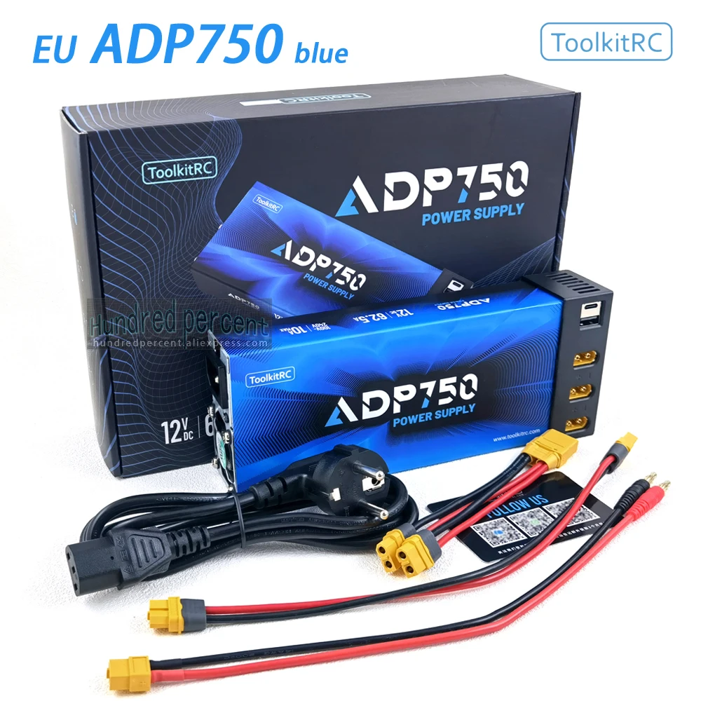ToolkitRC ADP750 voedingsadapter blauw 750W DC12V 62.5A XT60 geschikt voor modelauto drone M8D M9 M6D M7 M8P intelligente DC lader
