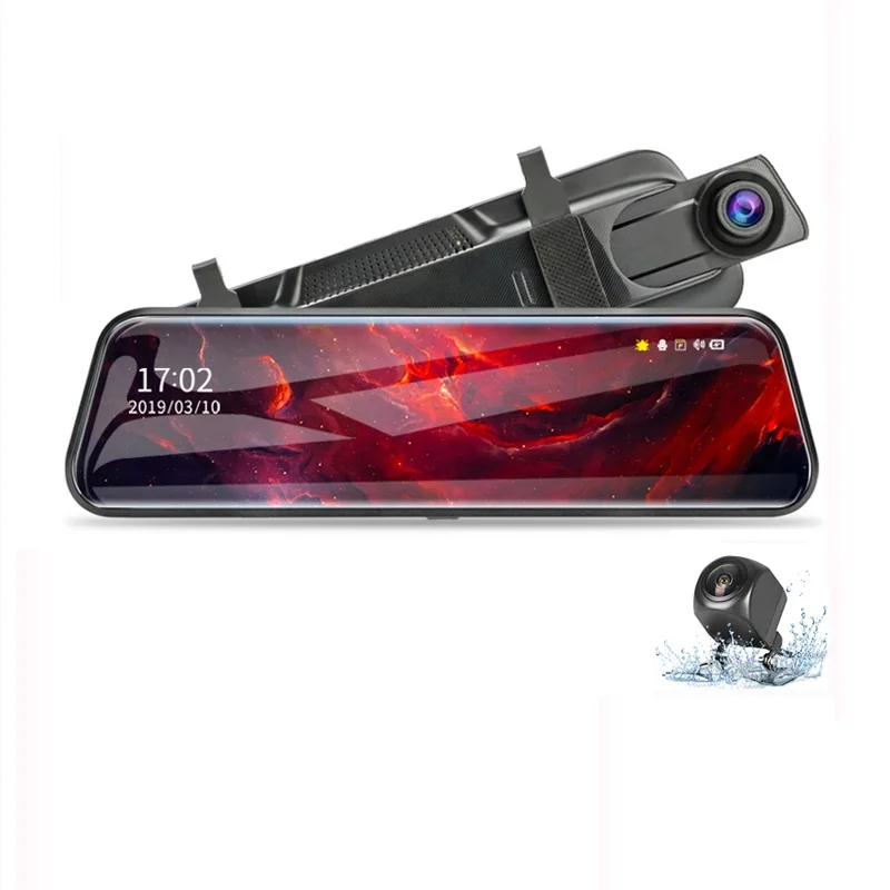

10 Inch Mirror Camera Car DVR Video Recorder Touch Screen 1080P Front and Rear AHD Lens Dash Cam Streaming Car Black Box