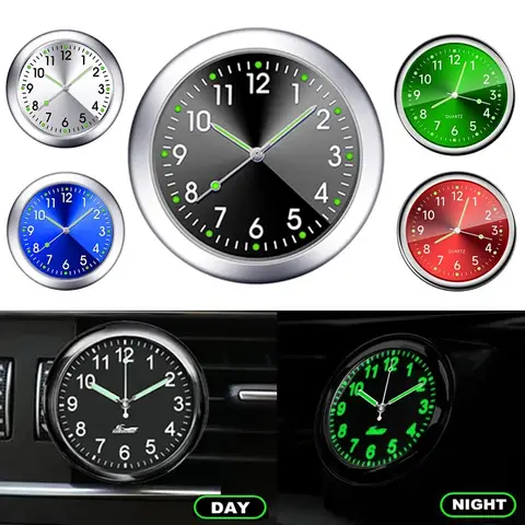 Car Clock Luminous Automobiles Internal Stick-On Digital Watch Mechanics Quartz Clocks 40mm 43mm Auto Ornament Car Accessories