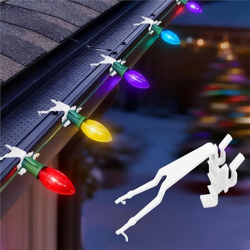 [A93Z!】 Light Clips For Gutter Guards- Tool-Free Install, 50Pcs Outdoor Christmas String Light Hangers, Roof Line Hooks Included