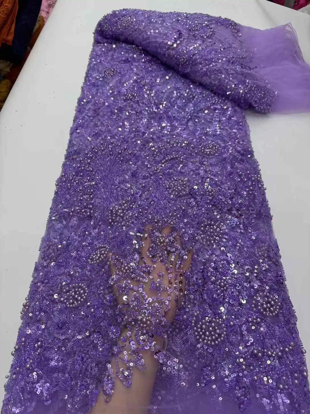 Африканский бисер, кружевная ткань, 2025 г., высокое качество, вышивка блестками, французский тюль, кружево с бисером для нигерийского свадебного платья