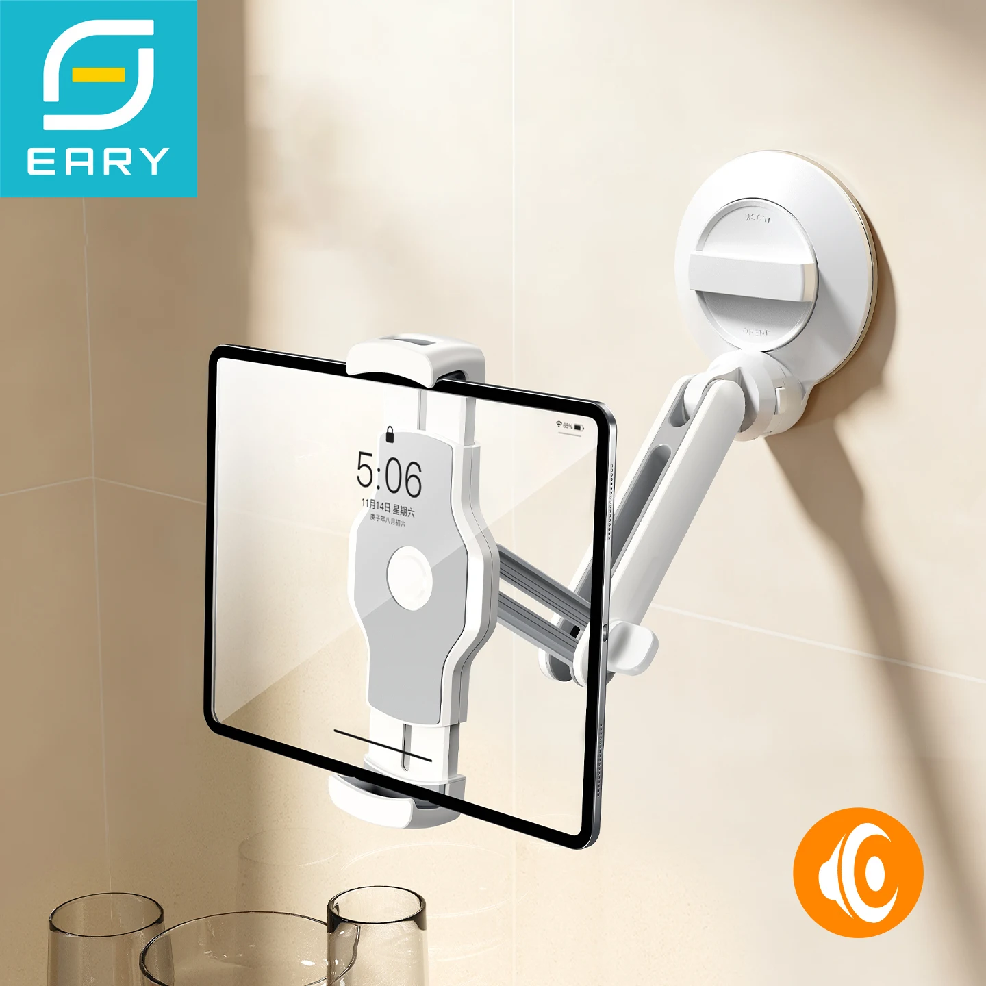 Eary for iPad Suction Mount Phone Tablet Stand Holder with Suction Cup Length Telescopic Adjustment for iPad Pro/Air 4.7-12.9