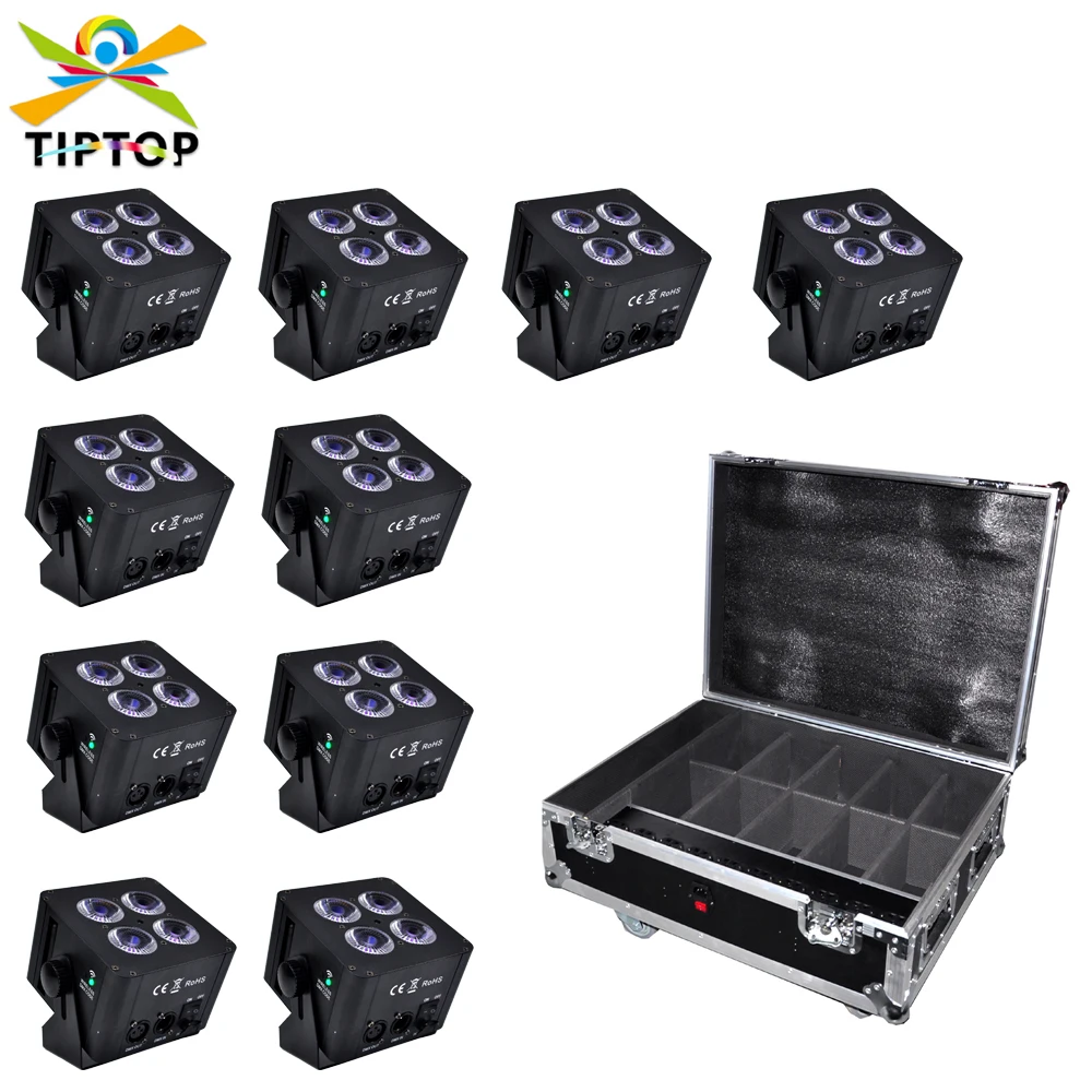 

Free Shipping Up Wash Light 4x18w RGBWA+UV 6 IN 1 Led Battery Wireless DMX Freedom Par Light 10in1 Charging Flight case Packing