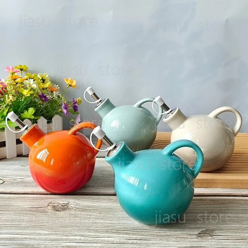Ceramic Condiment Bottle Set Household Oil Vinegar Sauce Dispenser Kitchen Storage Seasoning Container