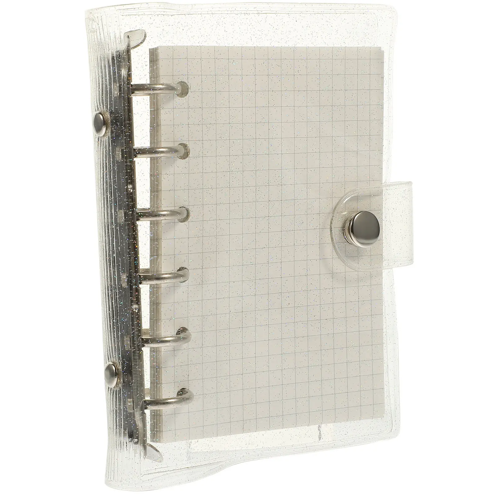 1Set Adorable Transparent PVC Cover Loose-Leaf Notebook A7 Size Lightweight Compact Portable Small Notepad for Students Daily