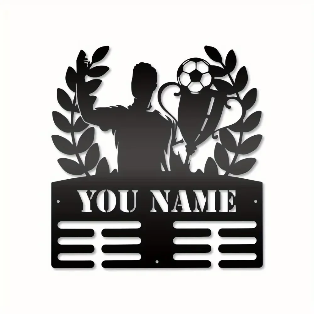 Distinctive 1pc Custom Soccer Trophy Wall Display. 12 - Slot Metal. Ideal for Athletes' Decor.