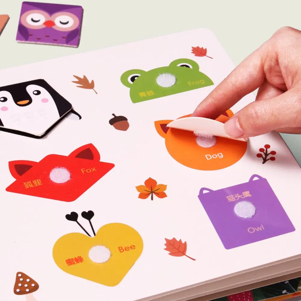 لعبة مونتيسوري للتعليم المبكر مادة تعليمية ذاتية التجميع بخطاف وحلقة ملصق كتاب لعبة مطابقة التنمية الحسية