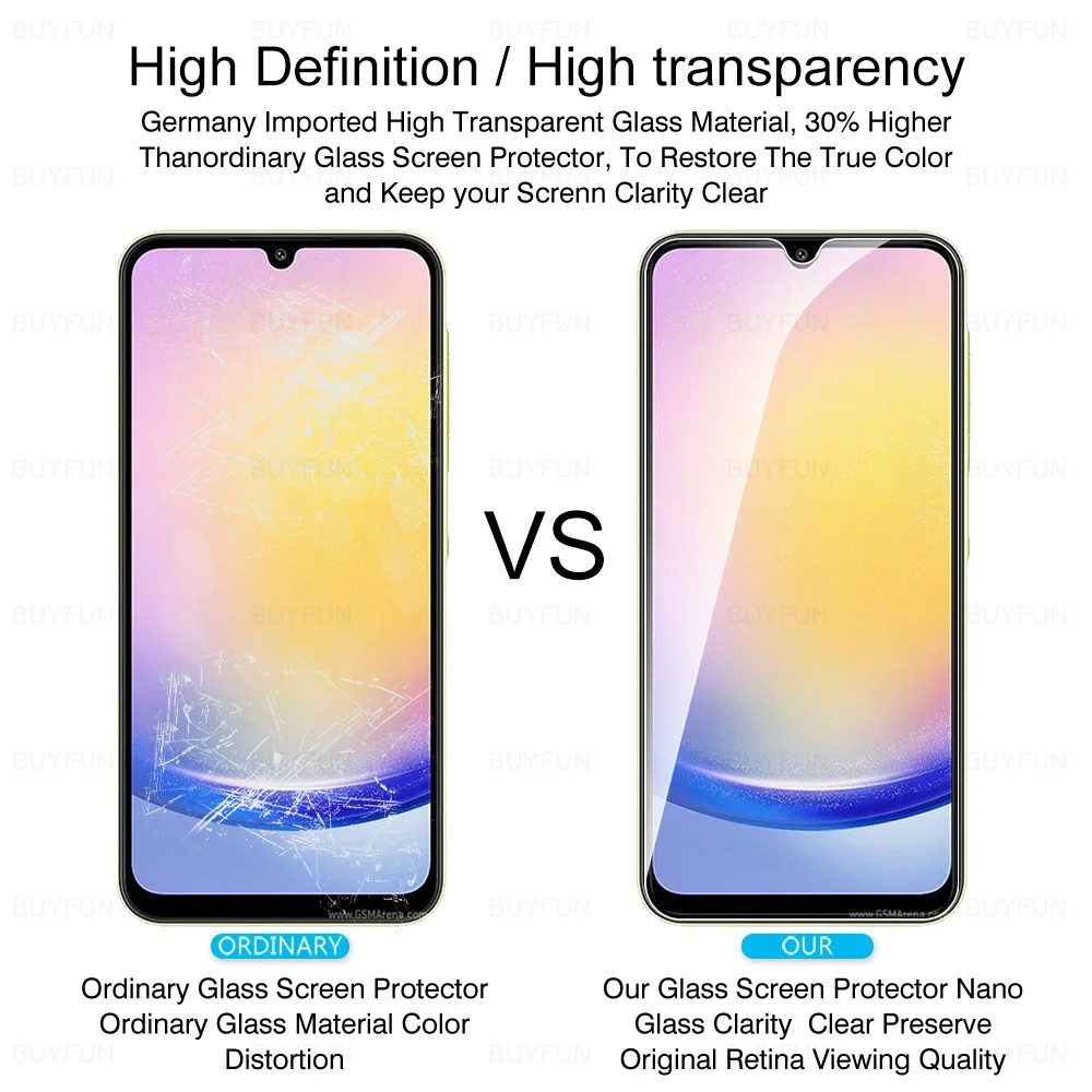 2 Stück für Samsung Galaxy A25 5g Displays chutz folie aus gehärtetem Glas Samsung Samsung 25 25a Galaxya25 Samsunga25 6,5 Zoll Glas abdeckung