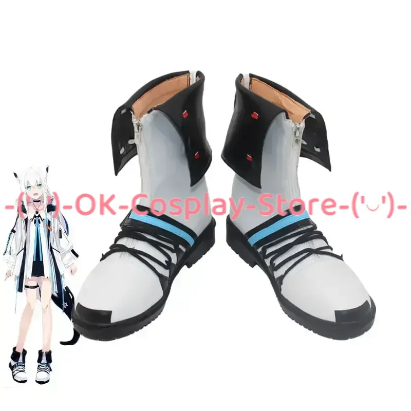 

Shirakami Fubuki Cosplay Shoes Halloween Carnival Boots Vtuber Cosplay Prop PU Leather Shoes Custom Made