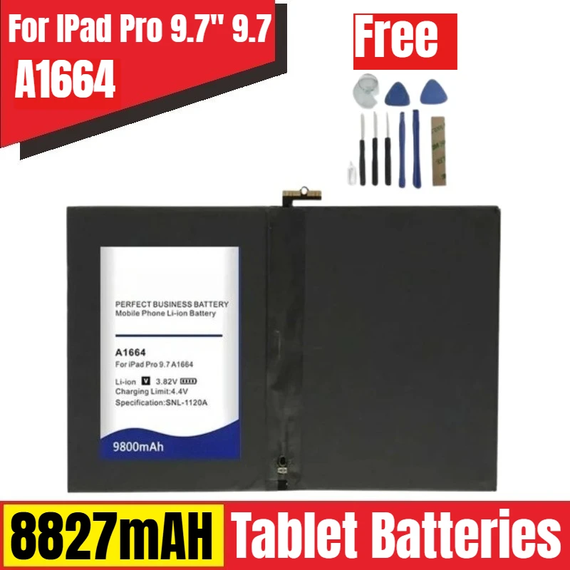 

New 8827mAh Tablet Batteries for IPad Pro 9.7" 9.7 A1675 A1674 A1673 A1664 Battery Send Accompanying Tool