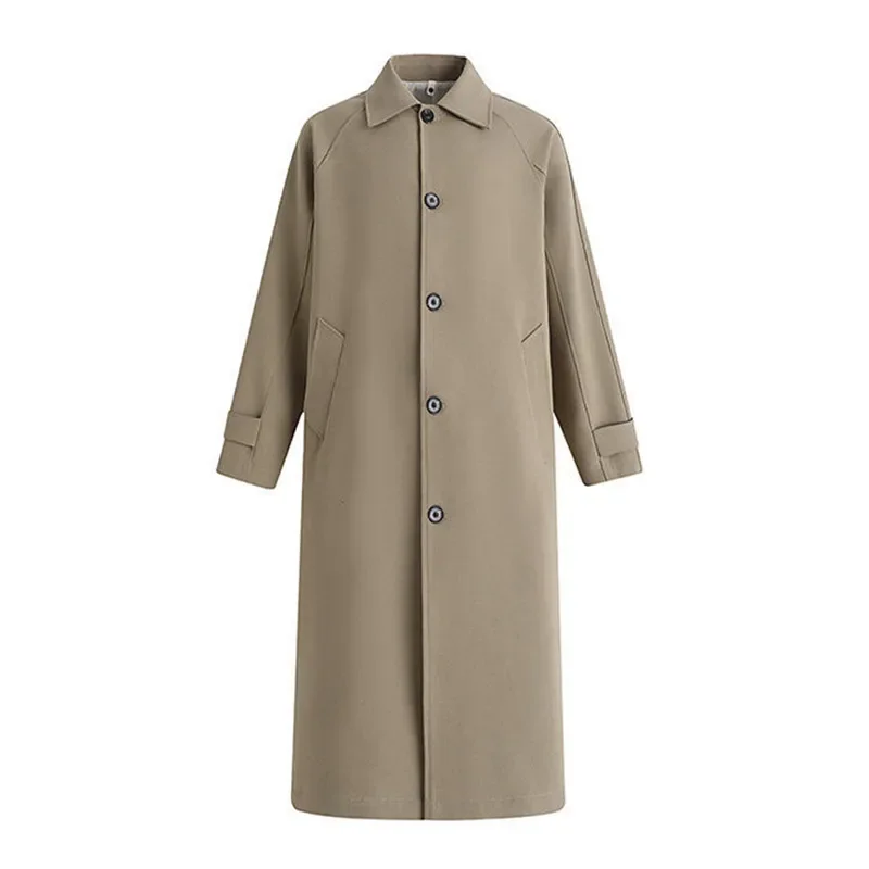 Autumn Men Long Coat Windbreaker Casual Loose Design Solid Color Trench Men Fashion Korean Style Mens Jackets Outerwear