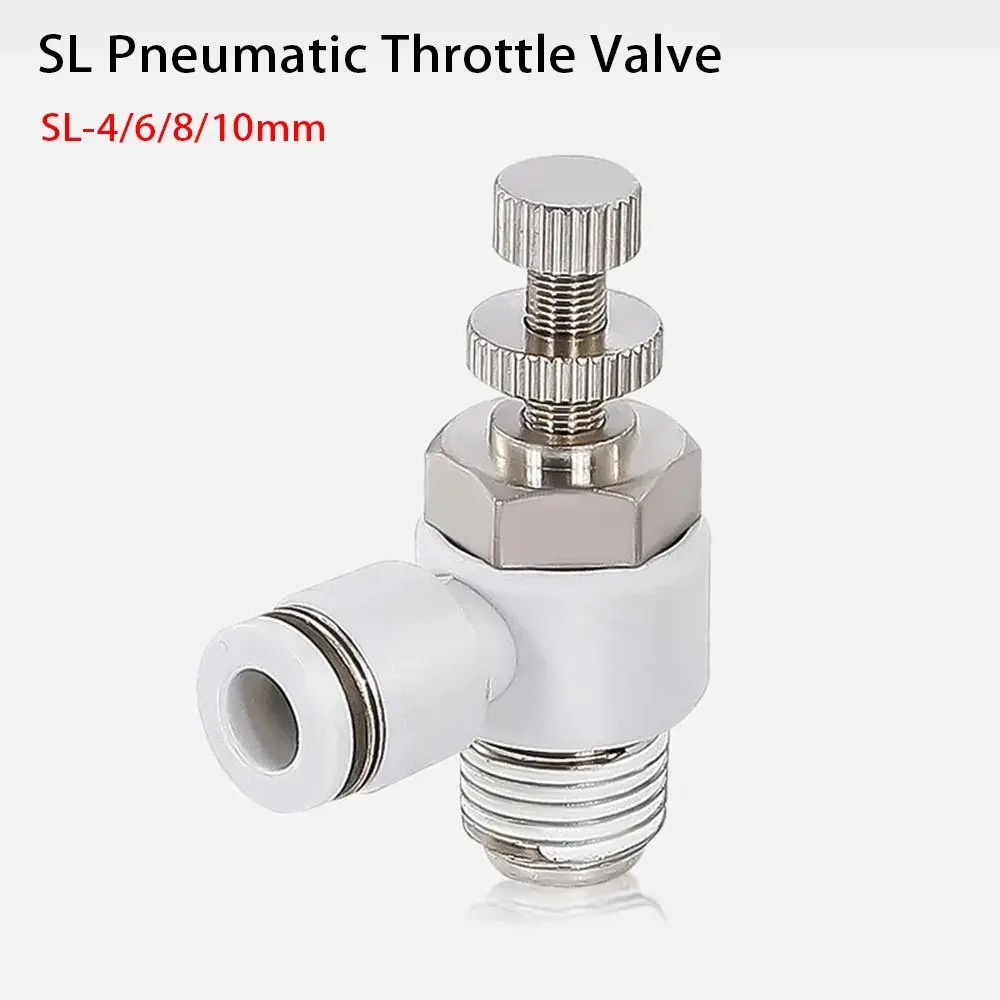 

1Pcs Connector Fitting Pneumatic Throttle Valve SL 4-12mm M5 1/8 1/4 3/8 1/2 Pressure Control Tool Speed Control Valve Plastic