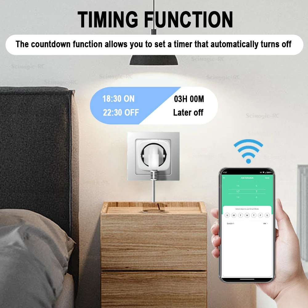 Nieuwe EU Smart Tuya WiFi Socket Plug Outlet 16A Adapter Power Monitor Draadloze afstandsbediening APP voor Google Home Alexa