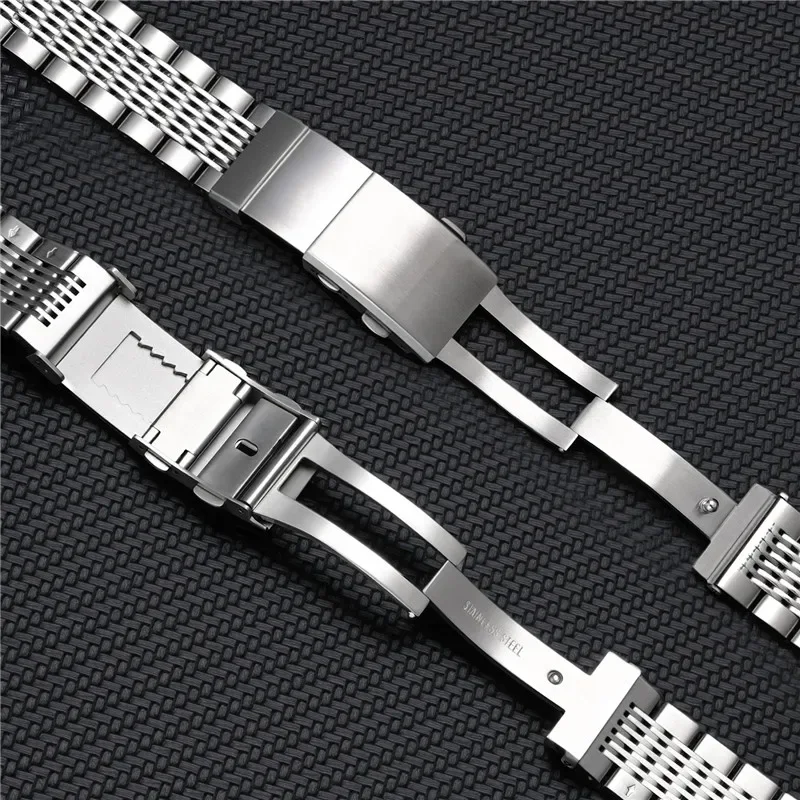 316L Stainless Steel Watch Buckle Double Push Extension Folding Buckle Brushed Metal Watch Band Clasp 16mm 18mm 20mm 22mm image 6