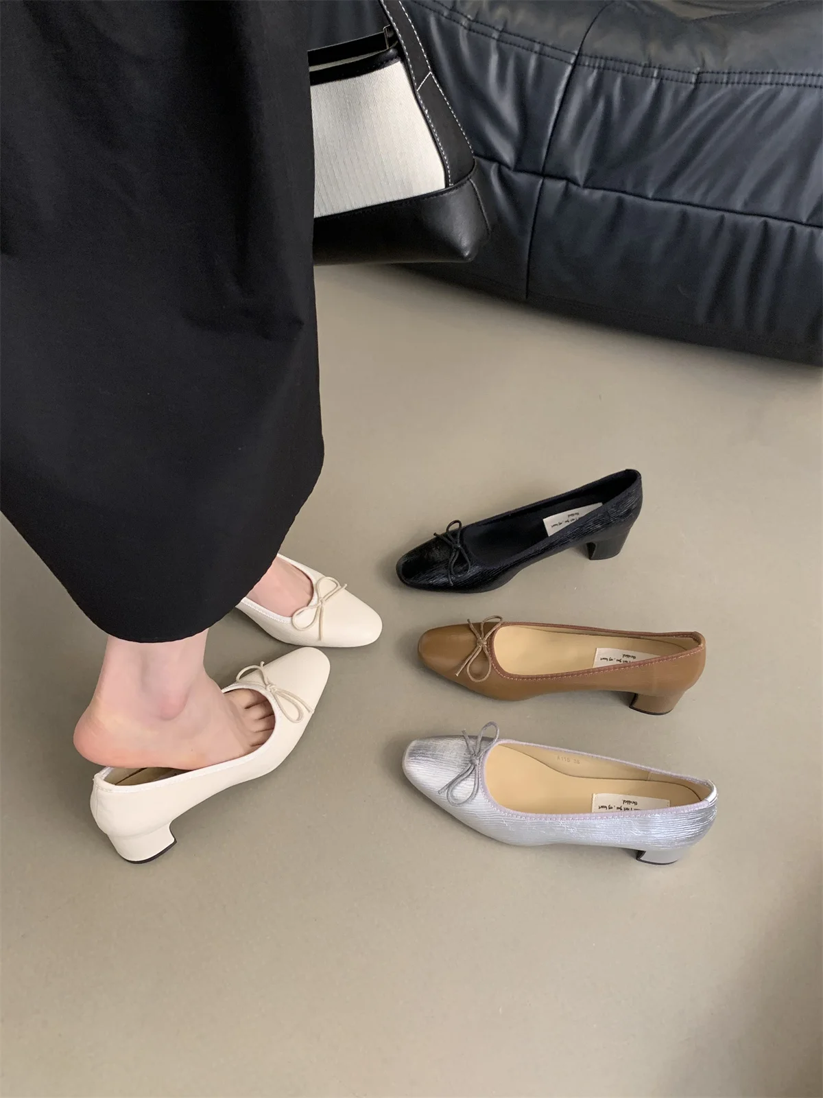 Women’s Shoes Chunky Low Heel Dress Shoes Ladies Slip on Boat Shoes Solid color Basic Pump Single Shoes for Women Office Spring