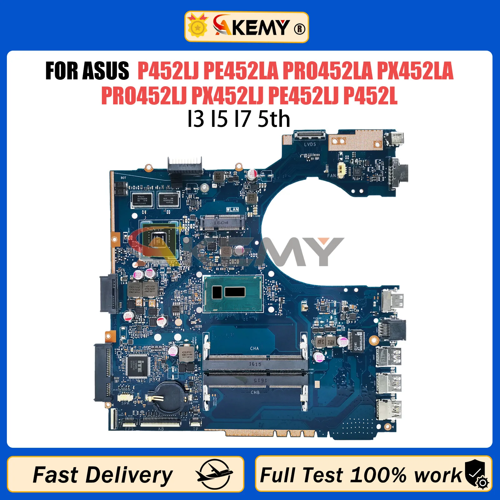 P452LA Mainboard For ASUS P452LJ PE452LA PRO452LA PX452LA PRO452LJ PX452LJ PE452LJ P452L Laptop Motherboard I3 I5 I7 5th