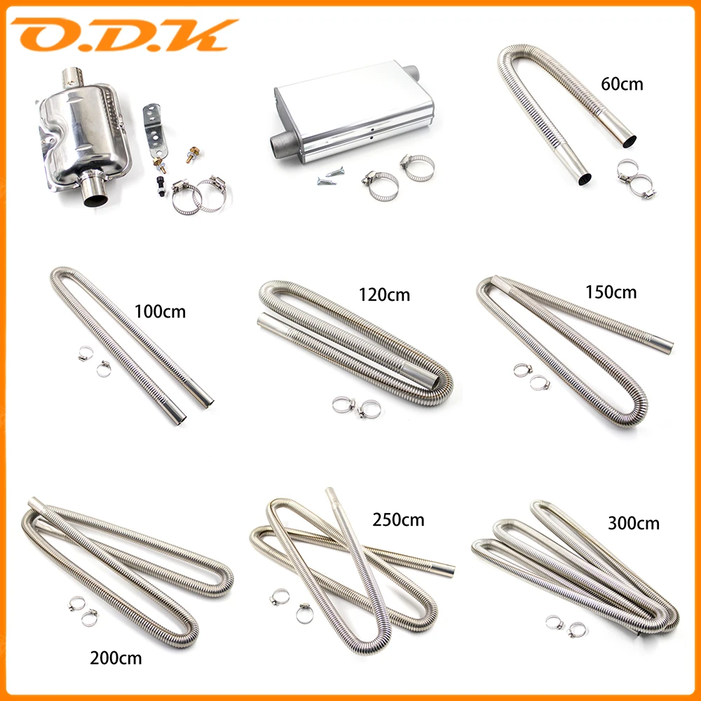 60cm 100cm 120cm 150cm 200cm 250cm 300cm Air Parking Heater Diesel Heater Exhaust Muffler Pipe Clamps Hose Tube Webasto Heaters