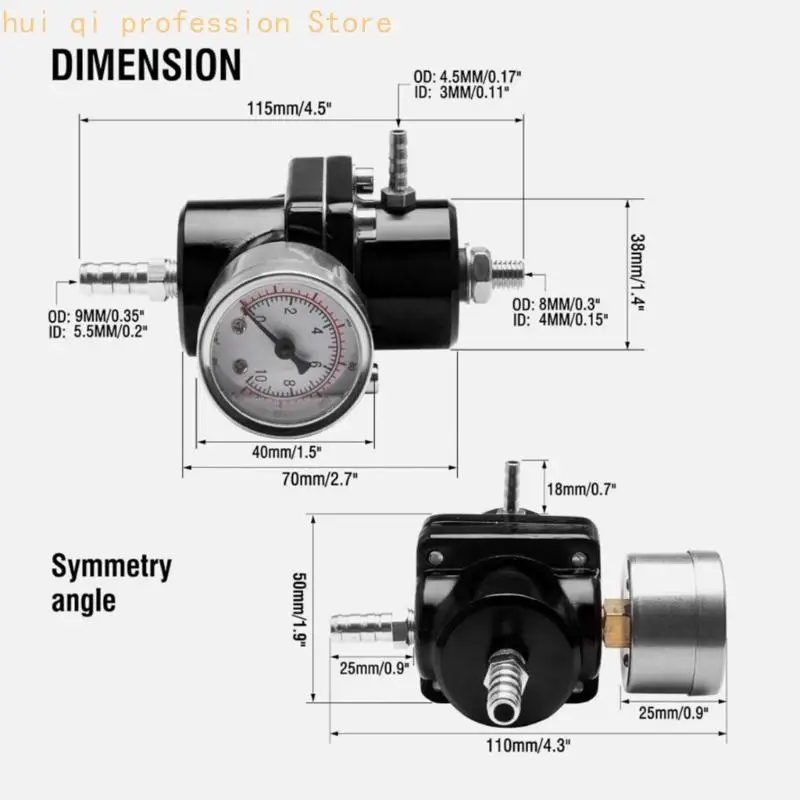 Einstellbarer Druckregler mit 0–140 PSI Druckmesser und Aluminiumgehäuse für die Reparatur von Fahrzeugsystemen H8WE – Detail 6