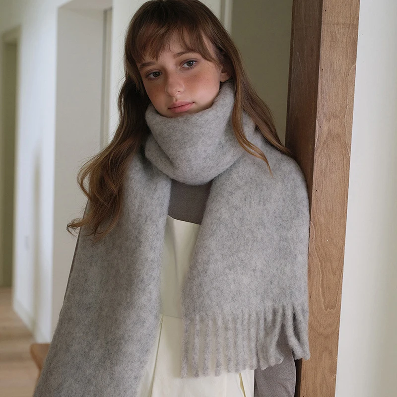 38% الصوف شتاء دافئ المرأة وشاح الكشمير بلون شالات سميكة منديل الحجاب يلتف شرابات الباشمينا فولارد عقال #3