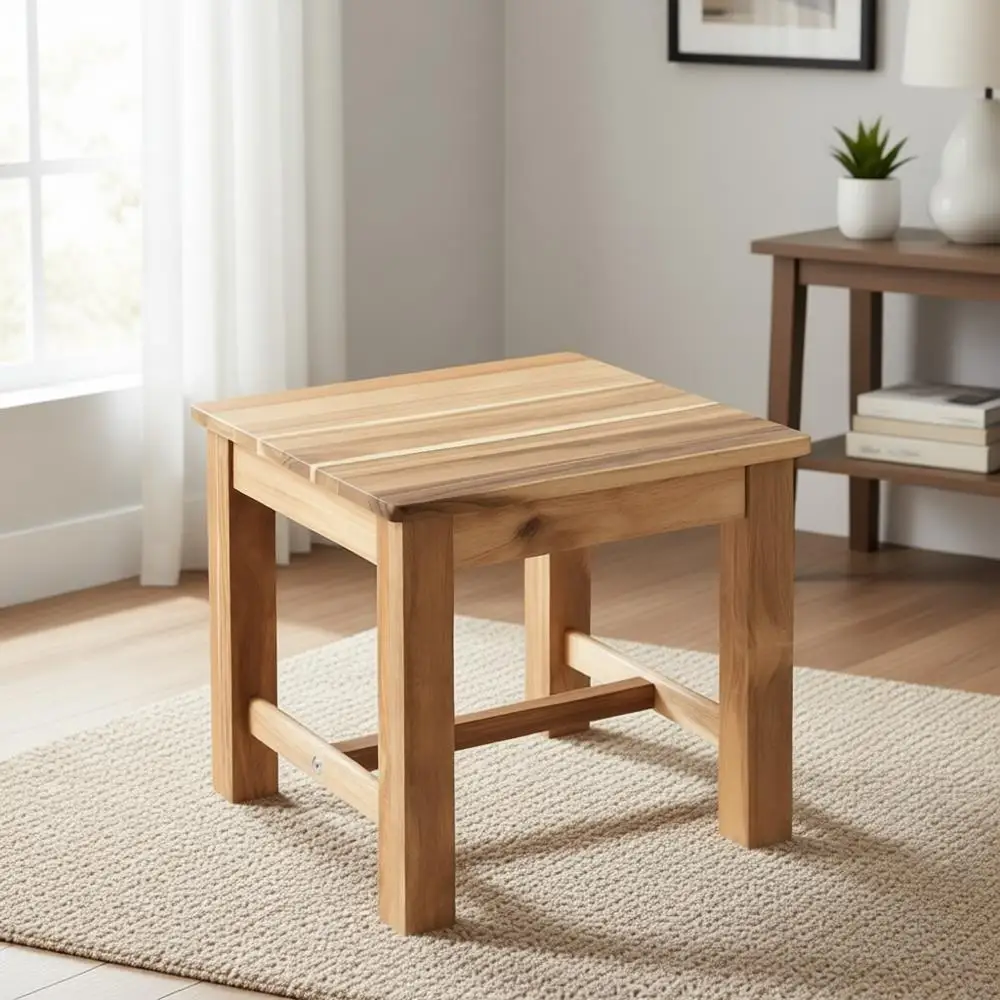 

12-дюймовая подставка-ступенька из натурального дерева, компактный стул в пляжном стиле, идеально подходит для рабочего стола, для использования в помещении в гостиной, на кухне, в ванной комнате