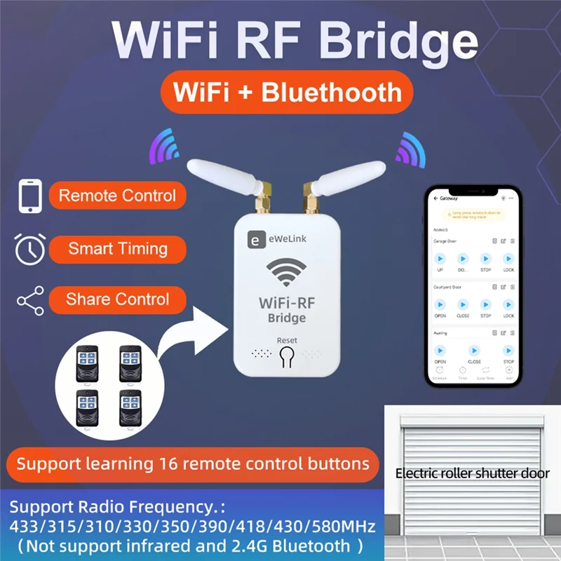 【Горячая】Ewelink Wi-Fi RF Дубликатор Копия дистанционного управления для электрической дверной занавески, тент, солнцезащитный козырек, пульт дистанционного управления