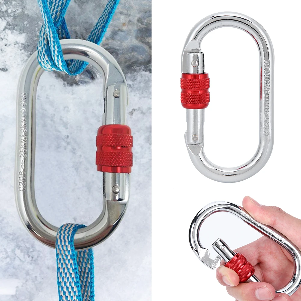 

25KN Round Climbing Carabiner Steel Safety Buckle High Load Bearing Carabiner For Rock Climbing Main Lock