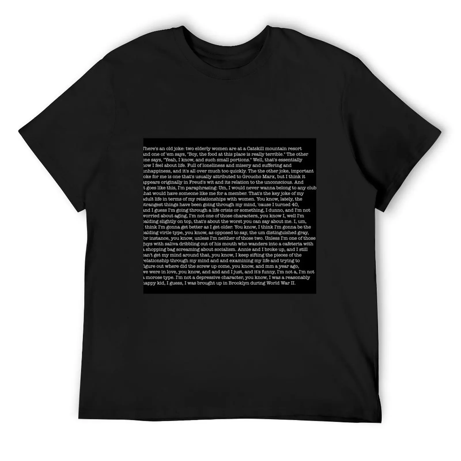 Annie Hall monologue Poster T-Shirt street wear Blouse man clothes animal prinfor boys T-shirts for men cotton