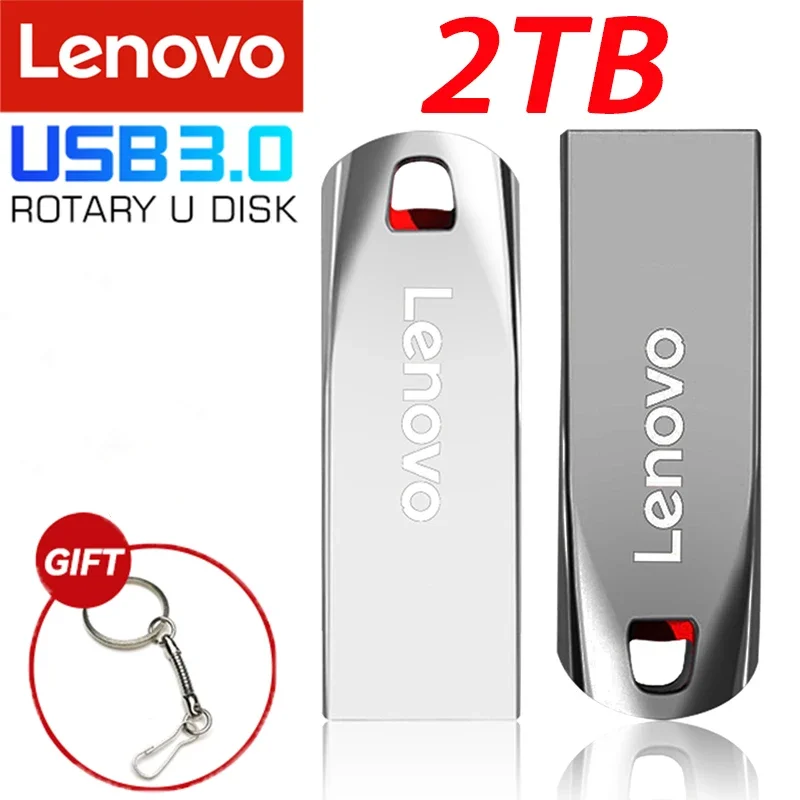 Lenovo-Unidades Flash USB Impermeáveis de Alta Velocidade, Disco de Memória, Adaptador Tipo C, Pendrive, Unidade Portátil, 3.0, 2TB, 512GB, 1TB