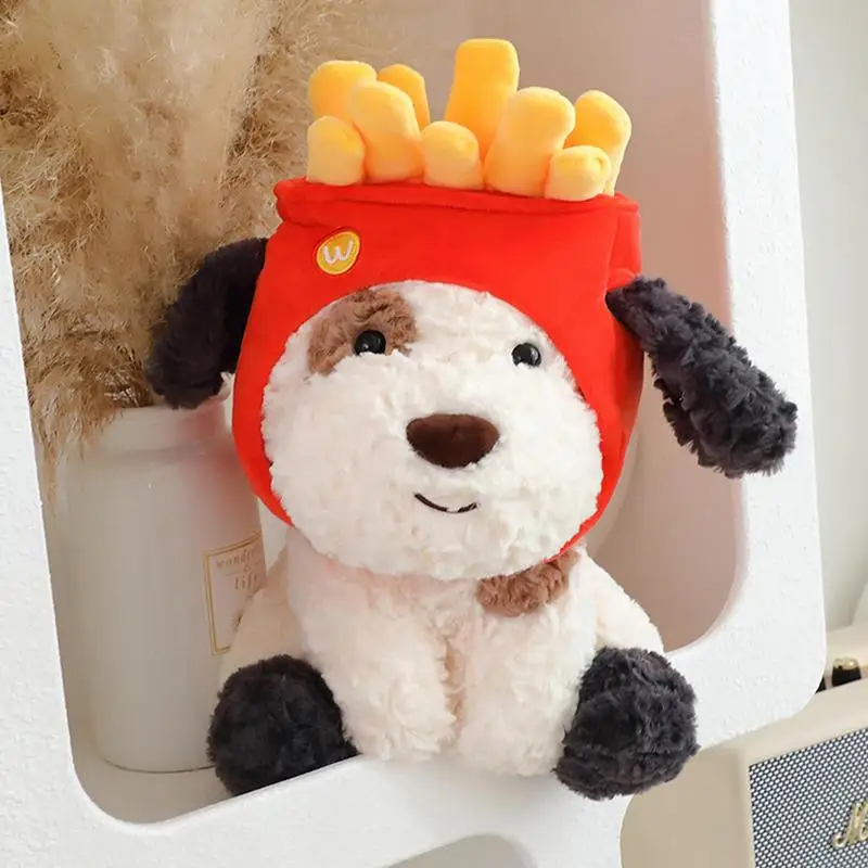 Plush Dog Stuffed Animal French Fries Hat Plush Dog Home Decor Vivid Expressions Stuffed Dog Plush Bring Surprises To Friends