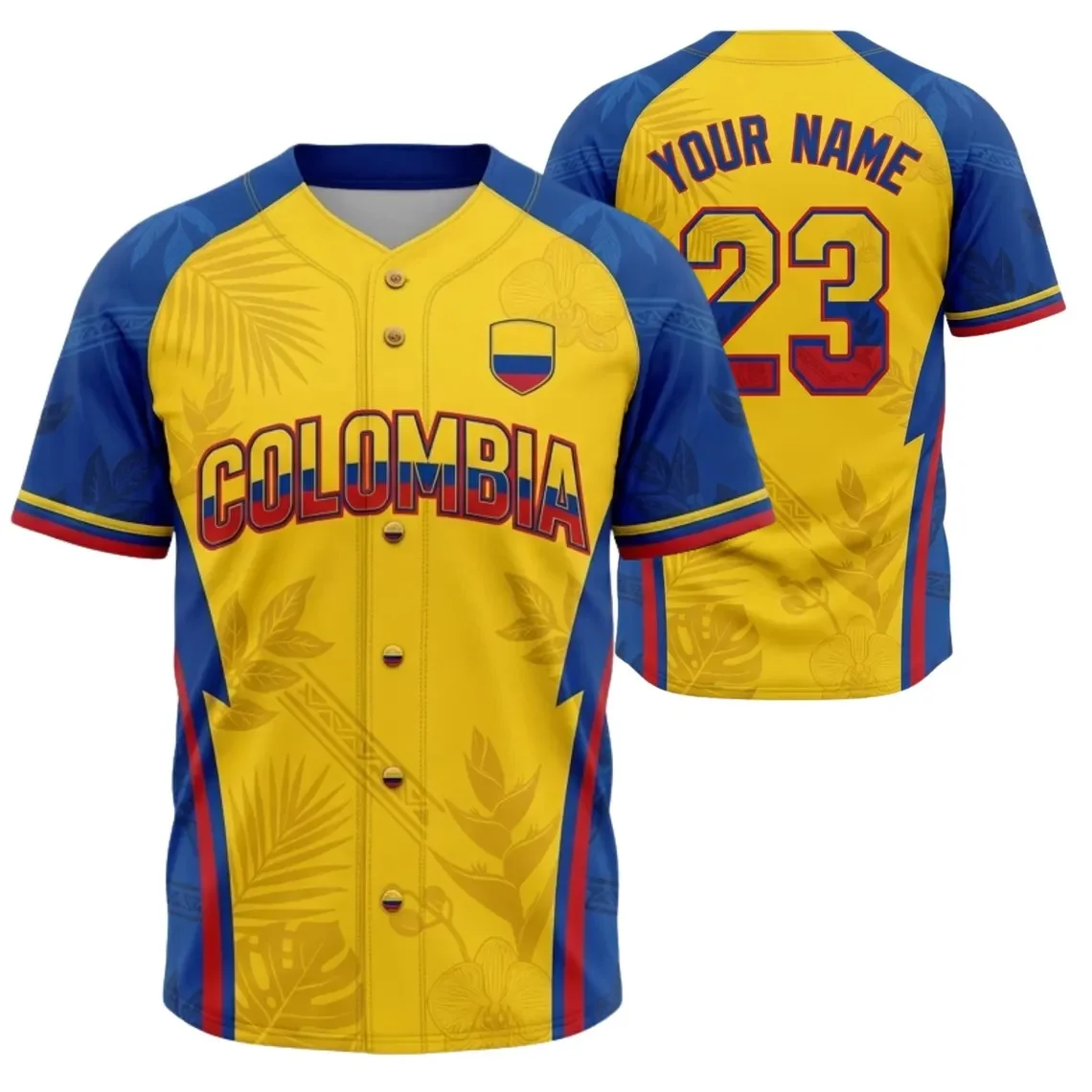 Colombia Baseball Jersey 3D All Over Print Shirt, Colombian Pride Design, Latino Sports Fan Gift for Men Women
