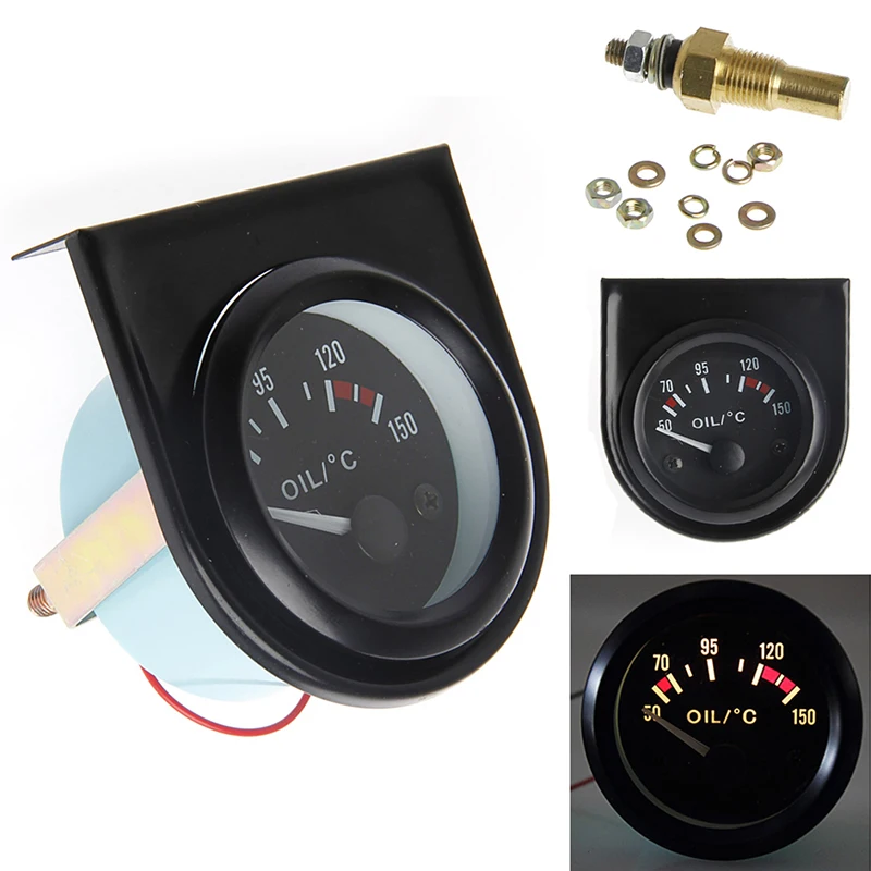 52mm Car Motorcycle Pointer Celsius Digital LED Light Oil Temp Gauge Modified Delivery Sensor Temperature Meter 50 - 150℃