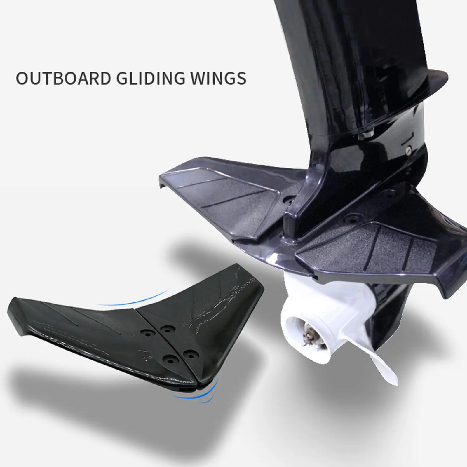 Hydrofoil for Outboards Black Reduces Drag Sturdy with Mounting Accessories