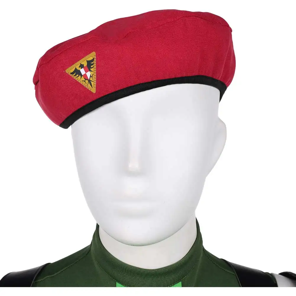 Game OW Cammy White Cosplay Green Jumpsuit Red Hat Gloves Outfits Women Disguise Costume Halloween Carnival Party Roleplay Suit
