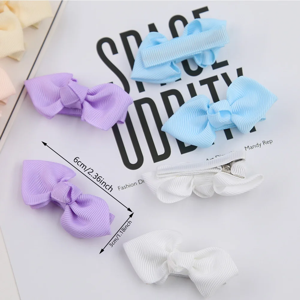 10Pcs/Lot Baby Girls Hair Bows Clips 6cm Solid Cute Ribbon BB Barrettes Colorful Cloth Covered Alligator Hairpins Kid Hairgrips