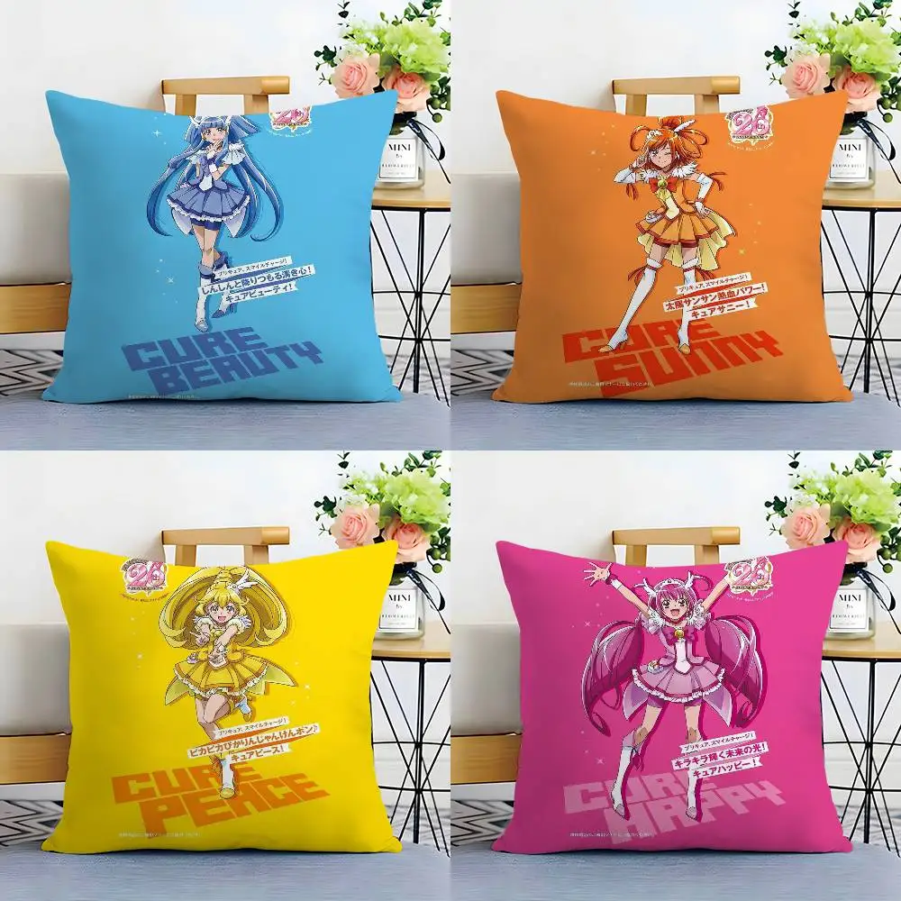 S-Smile P-Precures Pillow Case Plush Fabric Soft Double Sided Print Sofa Cushion Cover Throw Pillow Covers