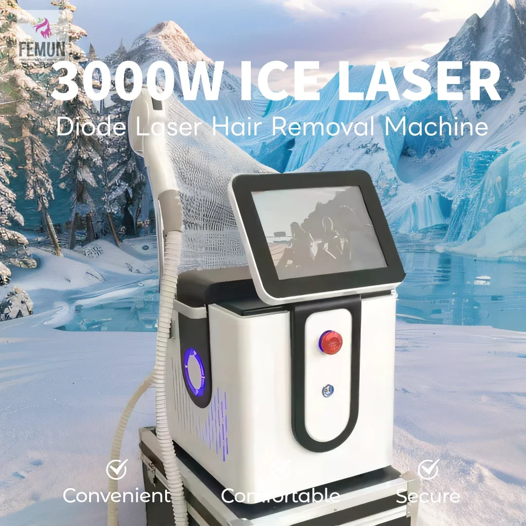 Máquina de remoção indolor cabelo, alta potência, 3 Wave Diode Laser, Permanente Ice Platin Cooling System, 10 Barras, grande promoção, nova atualização