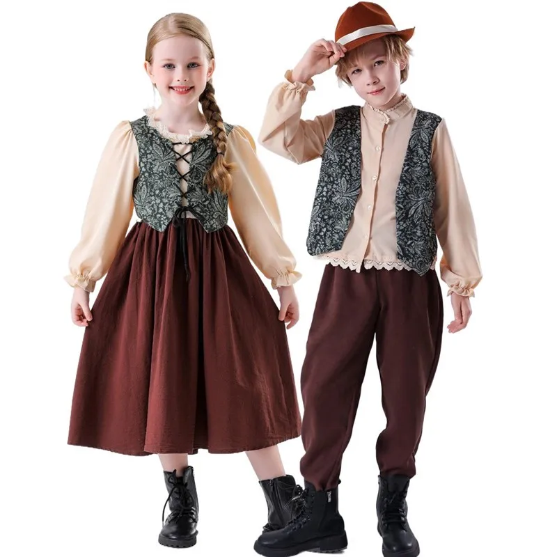 

Medieval Children's Beer Costume Halloween Performance Outfit Children's Day Cultural Art Show Costume Traditional Ethnic Style