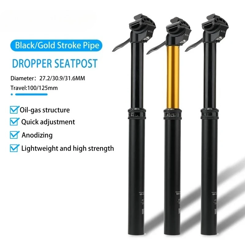 For Bicycle Dropper Seatpost 27.2/30.9/31.6mm 100/125mm Travel Hydraulic Manual Height Adjustable MTB Road Bike Seat Tube