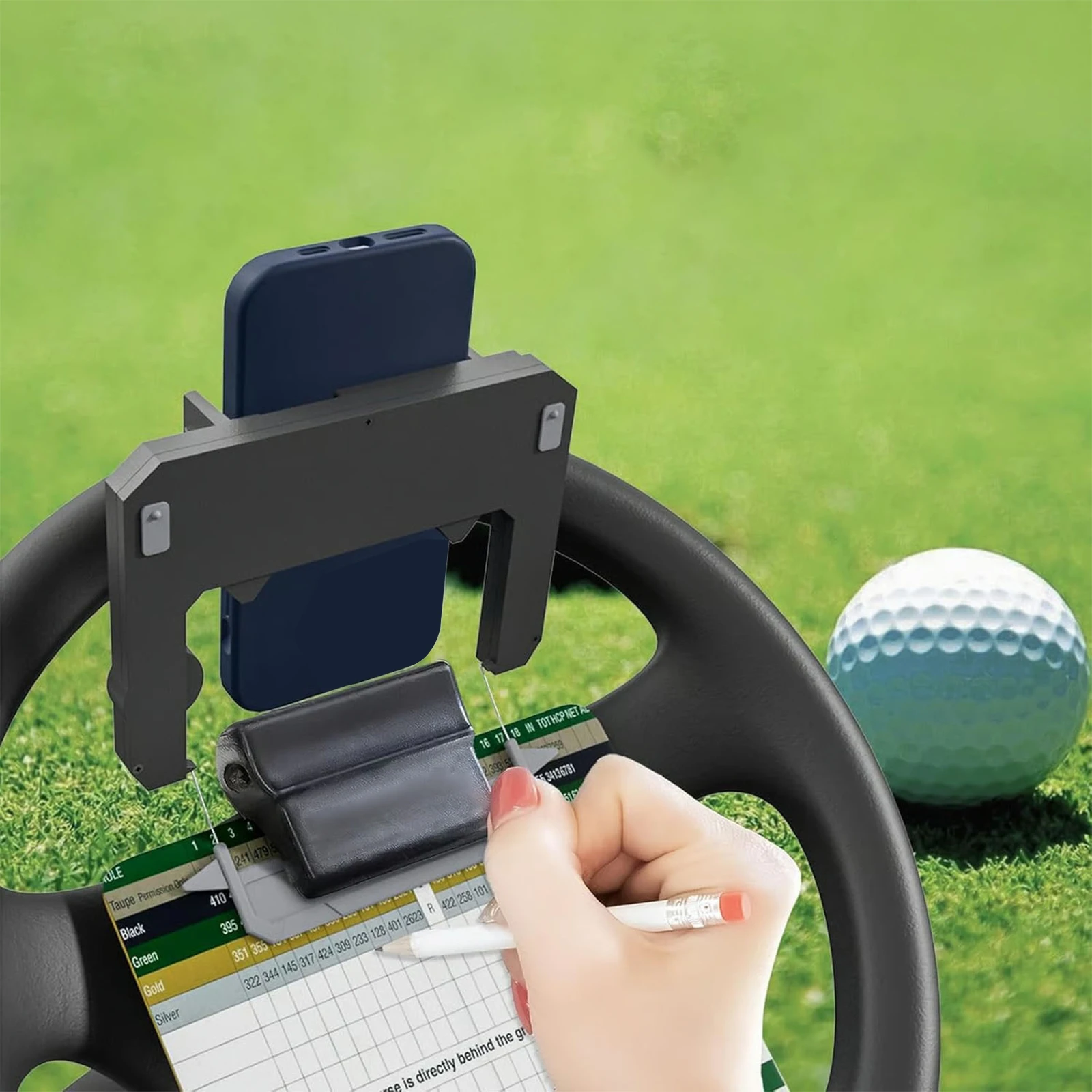 Flip Up Golf Cart Phone Holder Non-Slip Phone Caddy Adjustable Angle Golf Course GPS Phone Mount Essentials Gift for Men Women