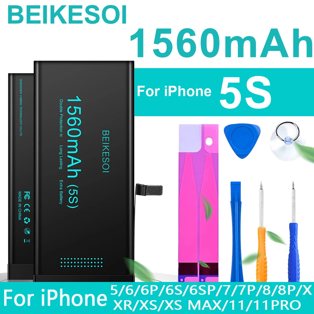 

BEIKESOI Zero-Cycle Original Phone Battery For iPhone 5 6 6S 5S 7 8 Plus X XS Max XR 11 Pro Mobile Phone With Free Tool Sticker