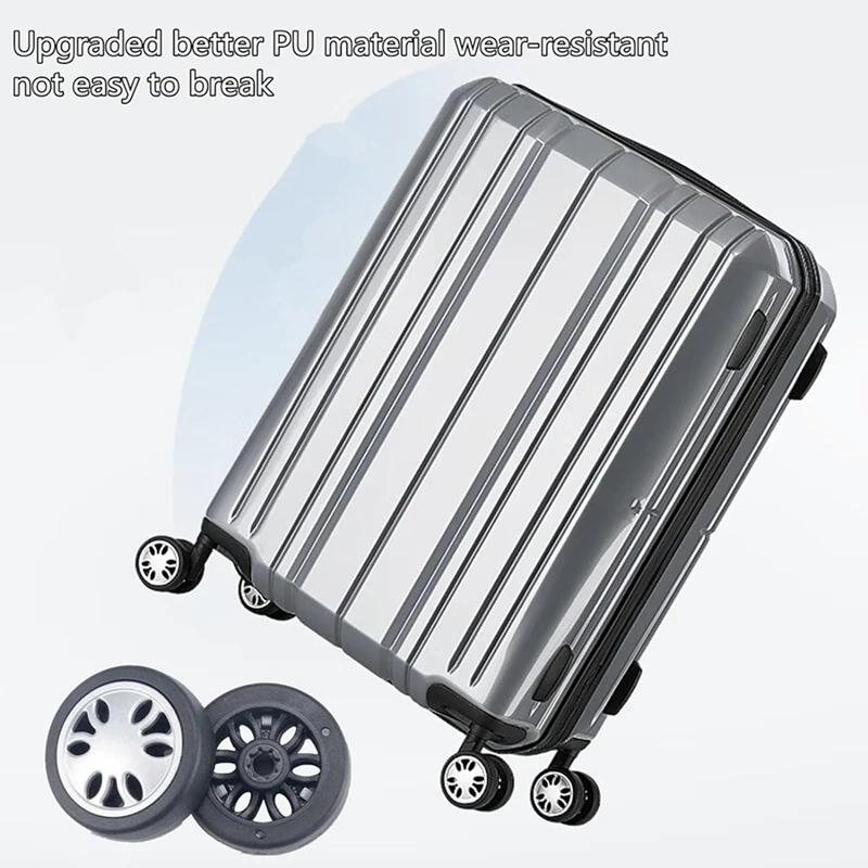 Kit de substituição de rodas de bagagem, 16 peças, diâmetro 2 pol./50mm de espessura 0,47 pol./12mm, rodízio mudo de borracha resistente, mala de substituição b