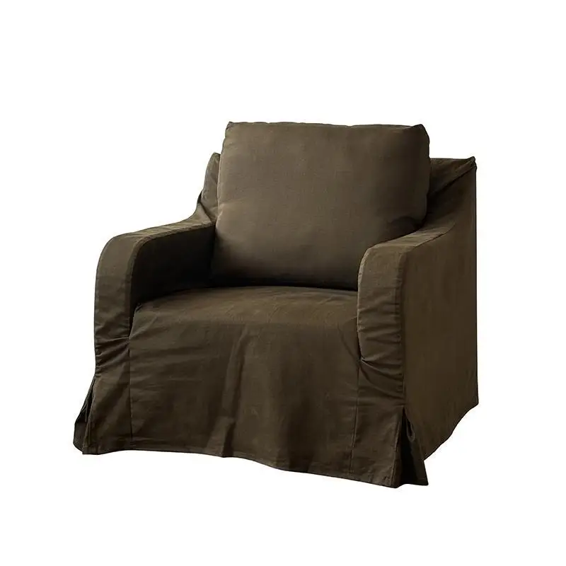 Single sofa linen fabric living room small apartment wabi-sabi style multi-person removable and washable