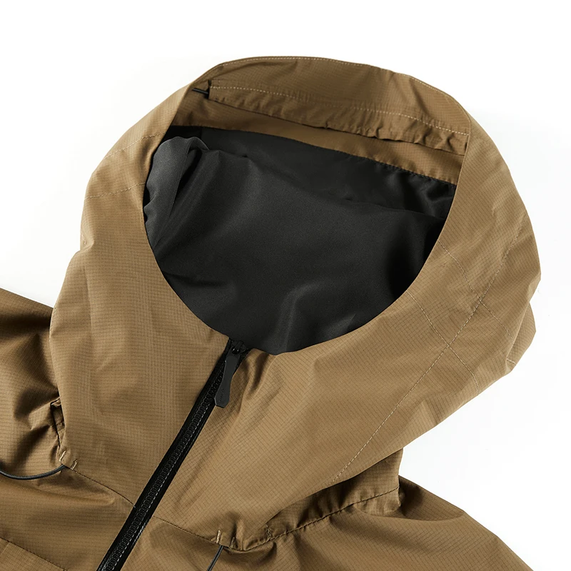 Men's Lightweight Windbreaker Waterproof Jacket Outdoor Casual Raincoat Spring Autumn Hiking Travel Hooded Solid Color Coat