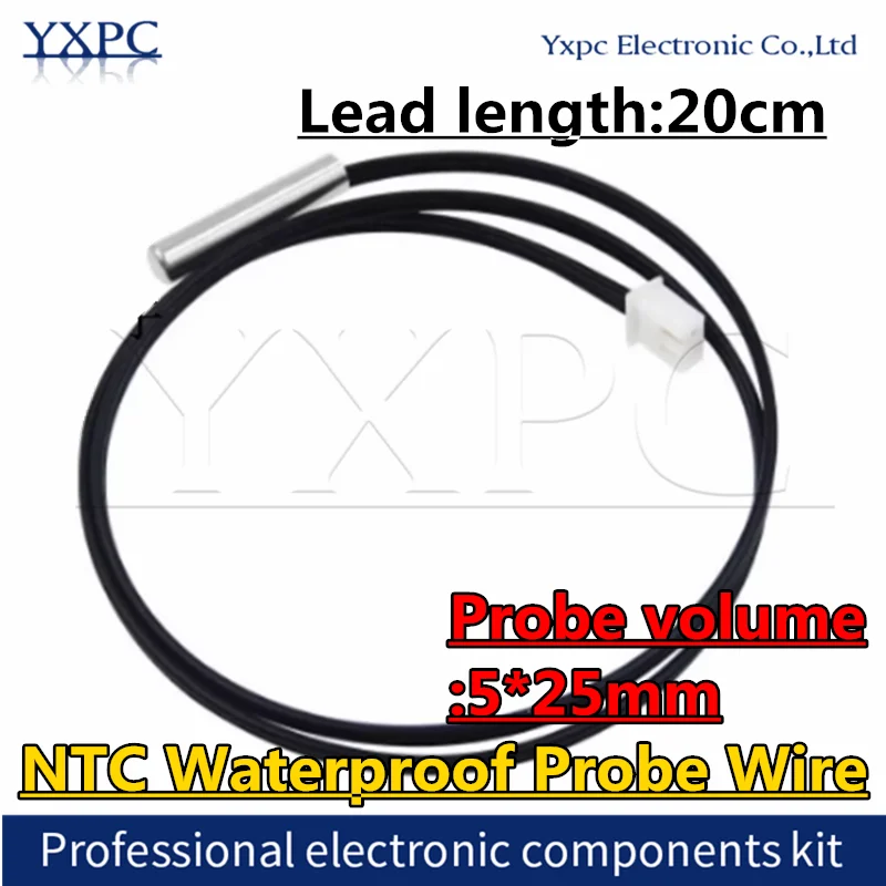 

Длина провода: 20 см. Водонепроницаемый термостойкий датчик температуры NTC (термистор) с проводом 3950 3435 3470 2K 5K 10K 15K 20K 50K 100K 1%