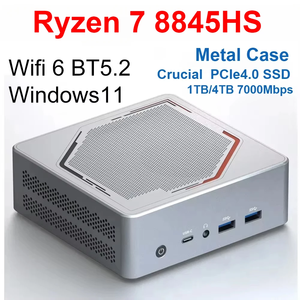 SZBOX Z88 Ryzen 7 8845HS كمبيوتر صغير معدني CNC Win11 DDR5 5600Mhz 32GB 1TB SSD 2.5G Lan Wifi6 BT5.2 مكتب ألعاب كمبيوتر صغير كمبيوتر