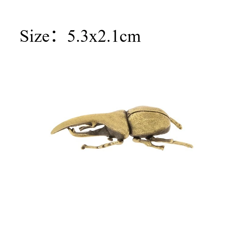 1PC Solid Brass Carved Hercules Beetle Handheld Piece Ornament Tea Pet Desk Auto Decor Collectible Vintage Copper Craft Figurine
