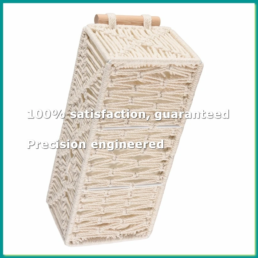 Boho Storage Basket Decor Box Handmade Woven Decorative Countertop Organizer Macrame Baskets for Bedroom Living Room-A07G
